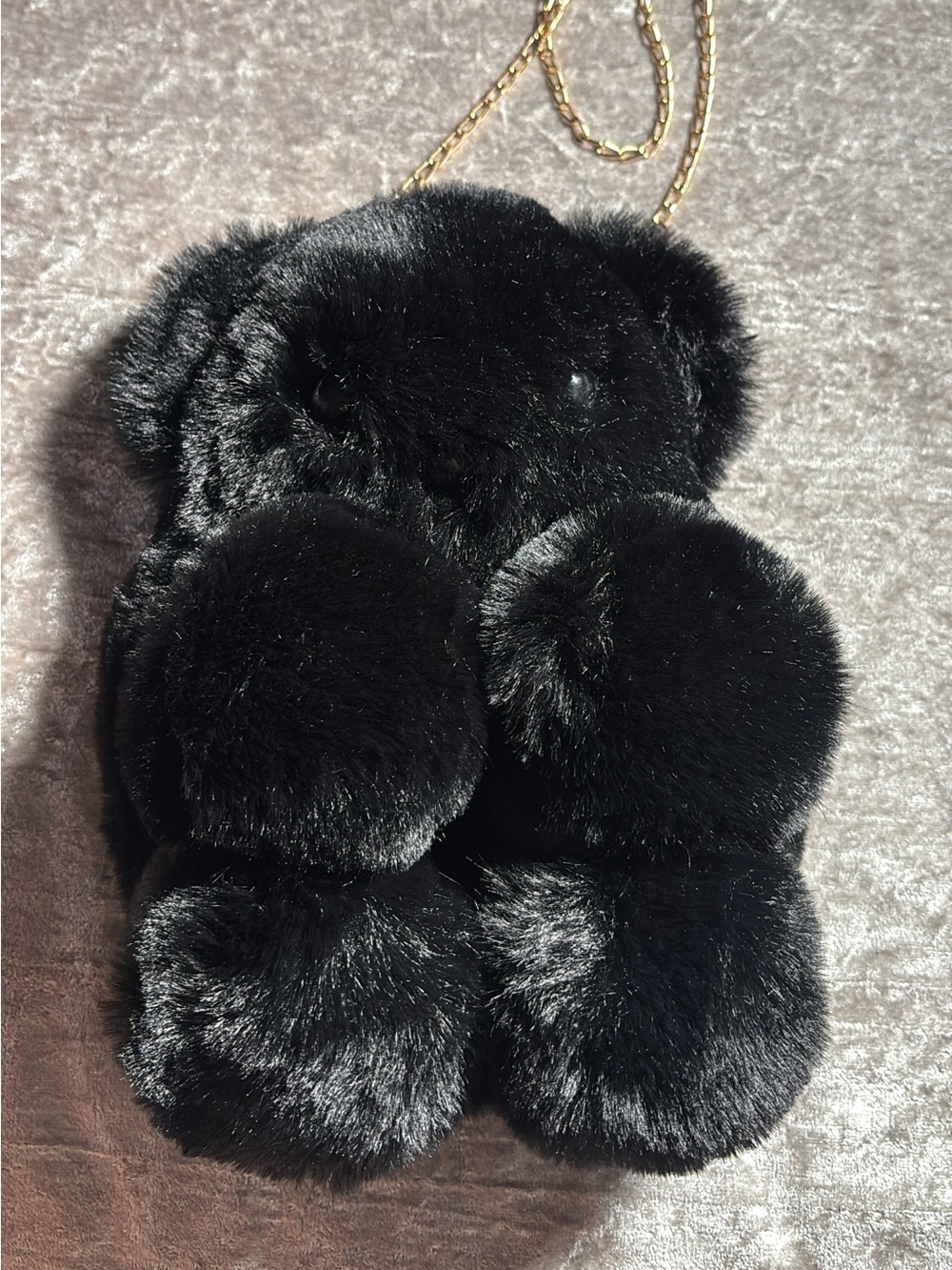 Black Plush Bear Crossbody Bag for Kids